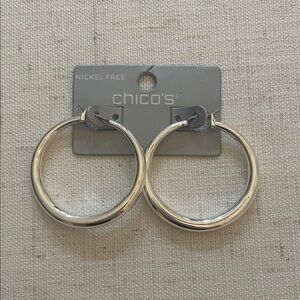 Chico's Shiny Silver Hoop Earrings